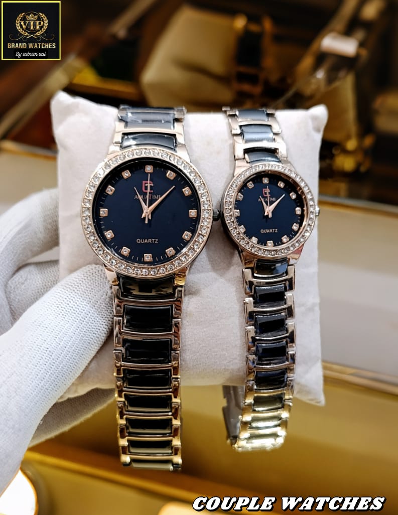 Aqua Diamonds stone couple watches,diamond dial,premium quality with box